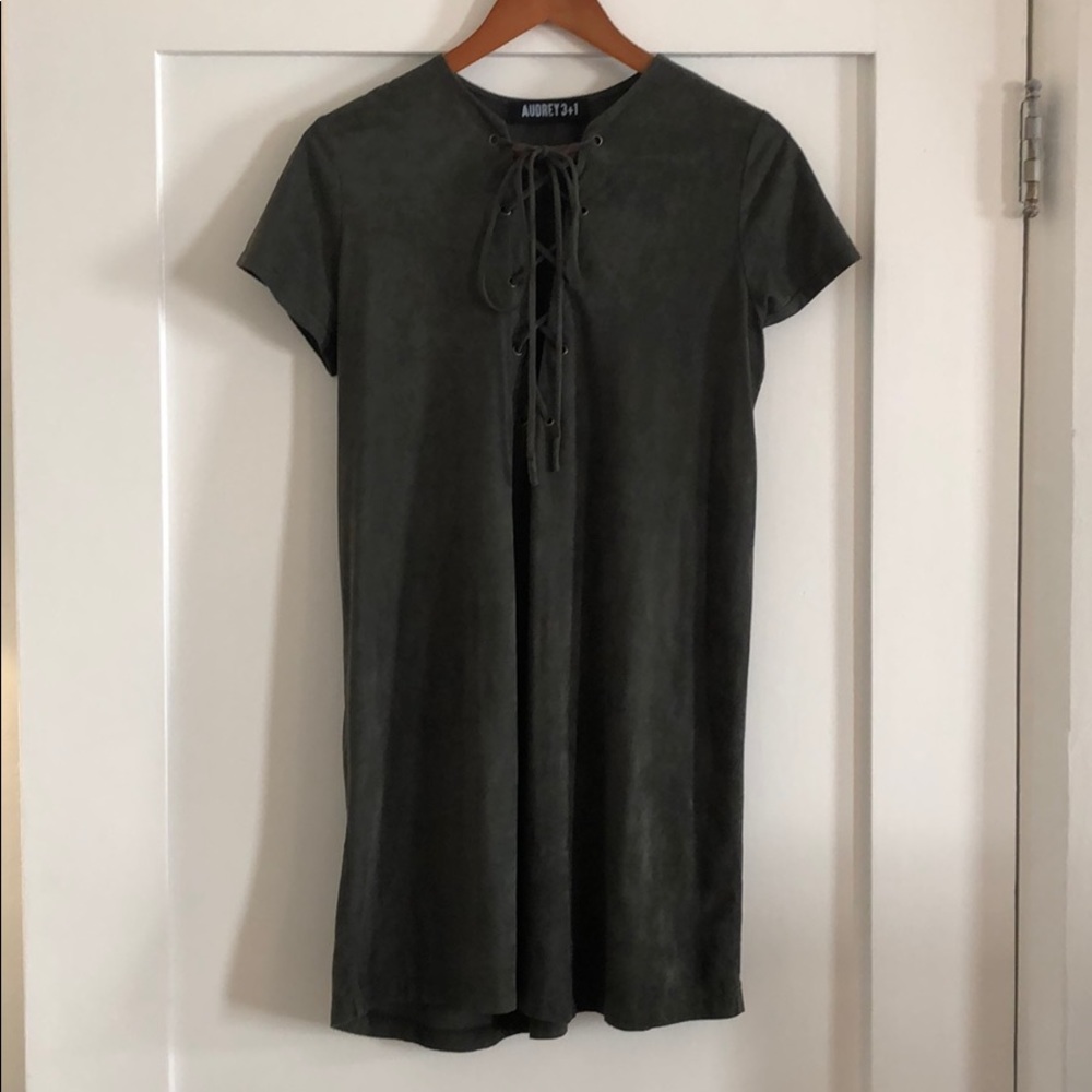 Faux Forrest green suede dress